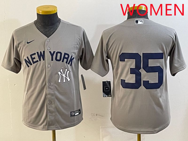 Women New York Yankees #35 No Name Grey Game 2025 Nike MLB Jersey style 1